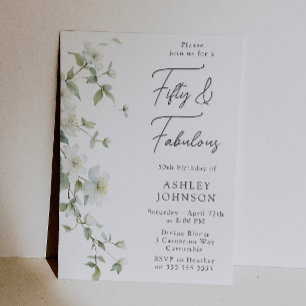 Invitation Fleurs botaniques Cinquante et Fabuleux 50e Annive