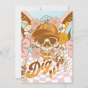 Invitation Fleurs Botaniques Squelette Rétro pour Anniversair