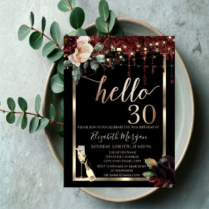 Invitation Fleurs Bourgogne, Frame, Champagne 30e anniversair