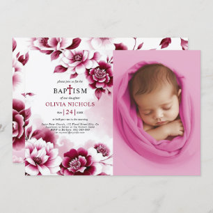 Invitation Fleurs bourguignonnes et fille de l'aquarelle Bapt