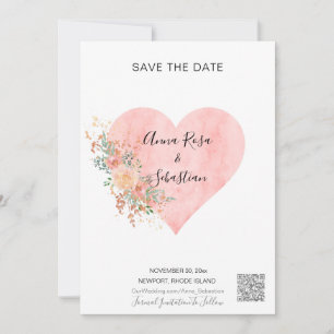 Invitation *~* Fleurs cardiaques AR6 QR MARIAGE ENREGISTRER L