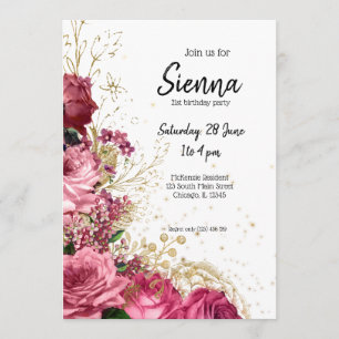 Invitation Fleurs chic et glamour modernes pour toutes les oc