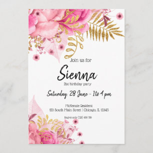 Invitation Fleurs chic et glamour modernes pour toutes les oc