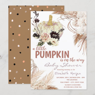 Invitation Fleurs citrouilles Pampas Grass