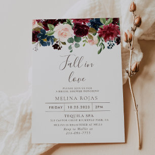 Invitation Fleurs classiques chantent dans l'amour Douche nup