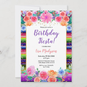 Invitation Fleurs colorées Anniversaire Fête Fête 