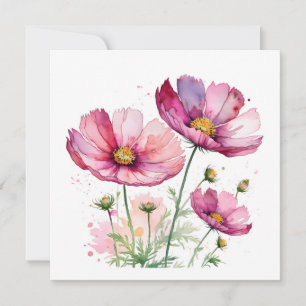Invitation Fleurs cosmos pourpres