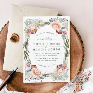 Invitation Fleurs croisées Mariage blanc unique