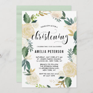 Invitation Fleurs d'aquarelle avec Parties scintillant d'or C