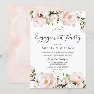 Invitation Fleurs d'aquarelle bleu Mariage