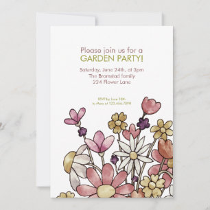 Invitation Fleurs d'aquarelle de la fête du jardin