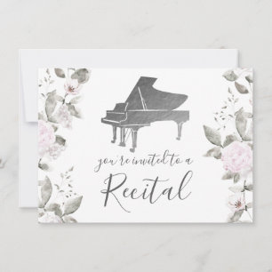 Invitation fleurs d'aquarelle du piano