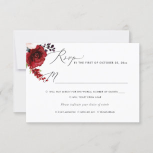 Invitation Fleurs d'aquarelle en fleurs passionnées, RSVP w R