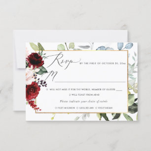 Invitation Fleurs d'aquarelle en fleurs passionnées, RSVP w R