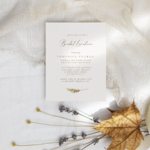 Invitation Fleurs d'aquarelle et déjeuner nuptial d'herbe séc