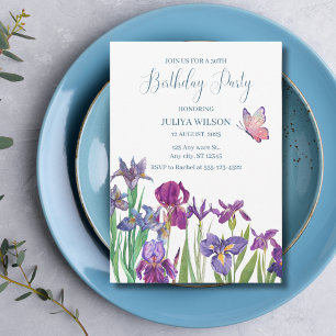 Invitation Fleurs d'aquarelle fête d'anniversaire
