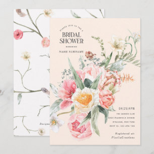 Invitation Fleurs d'aquarelle fleurie chic jardin de printemp