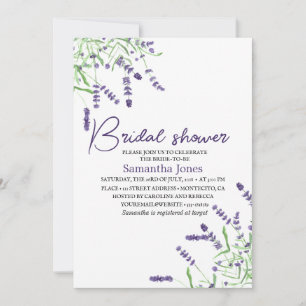 Invitation Fleurs d'aquarelle Lavender Fête des mariées viole