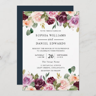 Invitation Fleurs d'aquarelle magnifiques été ou Mariage de a