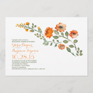 Invitation Fleurs d'aquarelle-mignon dîner de répétition flor