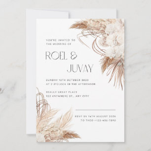Invitation Fleurs d'aquarelle neutres Brown Boho