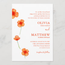 Fleurs d'aquarelle orange. Mariage floral simple