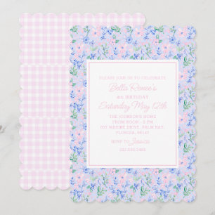 Invitation Fleurs d'aquarelle Preppy modifiables
