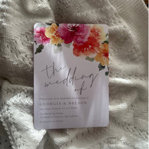 Invitation Fleurs d'aquarelle printanière Gras Mariage modern