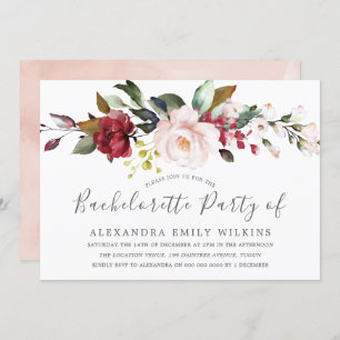 Invitation Fleurs d'aquarelle rose vif