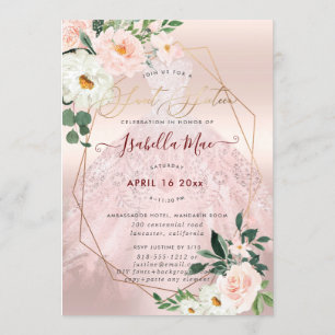 Invitation Fleurs d'aquarelle Roses à crème blanche sweet six