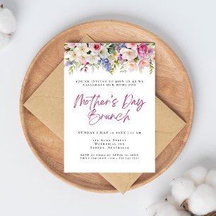 Invitation Fleurs d'aquarelle simples brunch de la mère
