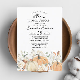 Invitation Fleurs d'aquarelle tendance et Citrouille automne