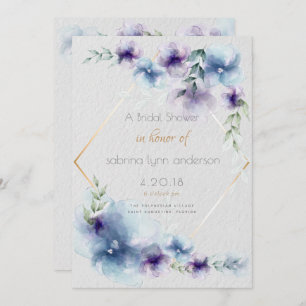 Invitation Fleurs d'aquarelle translucides bleu-violet nuptia