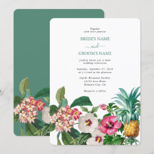 Invitation Fleurs d'aquarelle tropicale et Mariage de verdure