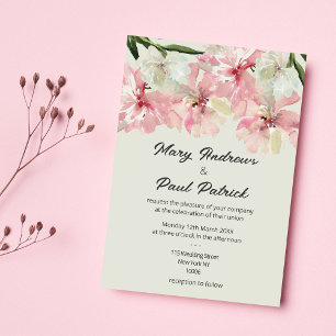 Invitation Fleurs d'aquarelle vert menthe pastel Mariage