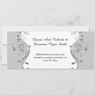 Invitation Fleurs d'Argent Ornat Gris Pâle Réception