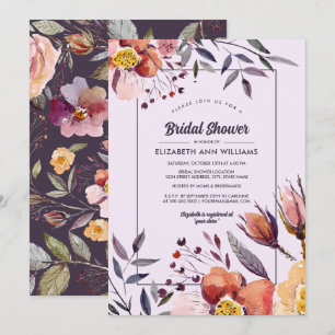 Invitation Fleurs d'automne Aquarelle Fête des mariées de pru