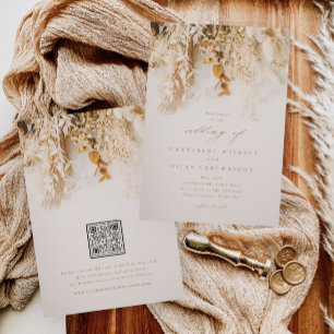 Invitation Fleurs d'automne Boho avec Mariage de code QR