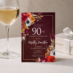 Invitation Fleurs d'automne de Bourgogne pour 90e anniversair