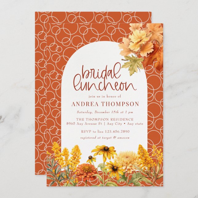 Invitation Fleurs d'automne | Déjeuner nuptial (Devant / Derrière)