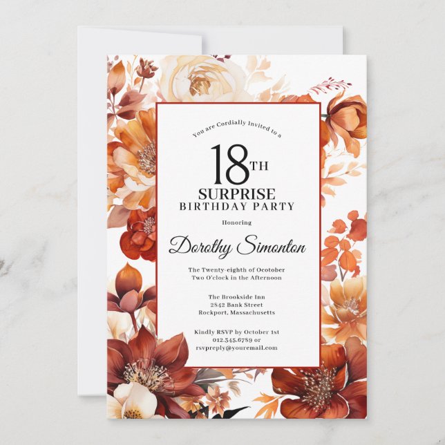 Invitation Fleurs d'automne en terre cuite 18e Anniversaire s (Devant)