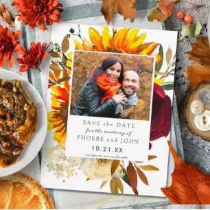 Invitation Fleurs d'automne Enregistrer la date
