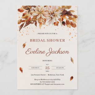 Invitation Fleurs d'automne et d'automne et douche nuptiale f