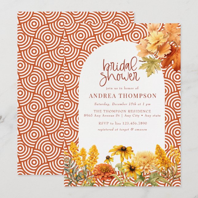 Invitation Fleurs d'automne | Fête des mariées d'automne (Devant / Derrière)