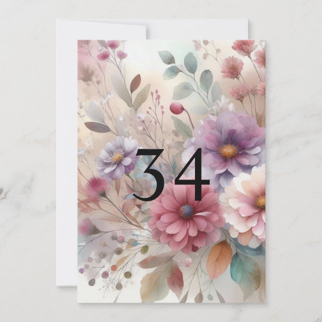 Invitation Fleurs d'automne feuilles texte de calligraphie aq (Devant)