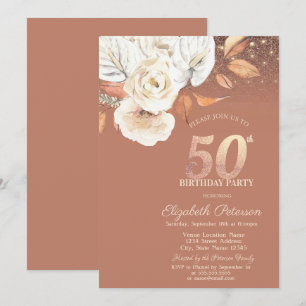 Invitation Fleurs d'Automne Lumières Paillettes 50e Anniversa