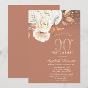 Invitation Fleurs d'automne Lumières Paillettes 90e Anniversa