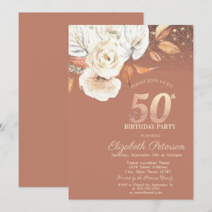 Invitation Fleurs d'automne lumières scintillent 50e annivers
