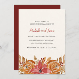 Invitation Fleurs d'automne Rustic Elegant Engagement Party