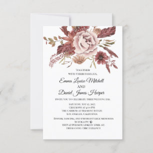 Invitation Fleurs d'automne rustiques Aquarelle